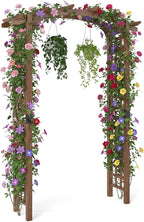 Giantex 7.5FT Wood Garden Arbor Trellis, Wooden Wedding Arch for Ceremony Party, Outdoor Archway Pergola for Climbing Plants, Pathway, Yard, Garden Decor, Easy Assembly (Dark Brown, 63''W x 90''H)