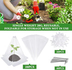 Garden Cloches for Plants, 20 Pack Plastic Small Plant Seedling Protector, Reusable Clear Bell Covers with 40pcs Metal Stakes, Mini Greenhouse Against Sun, Frost, Snails, Birds, 7.8" x 11"