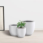 Kante 18",14",10" Dia Concrete Round Planters (Set of 3), Outdoor Indoor Large Planter Pots with Drainage Hole and Rubber Plug for Home Patio Garden, Pure White