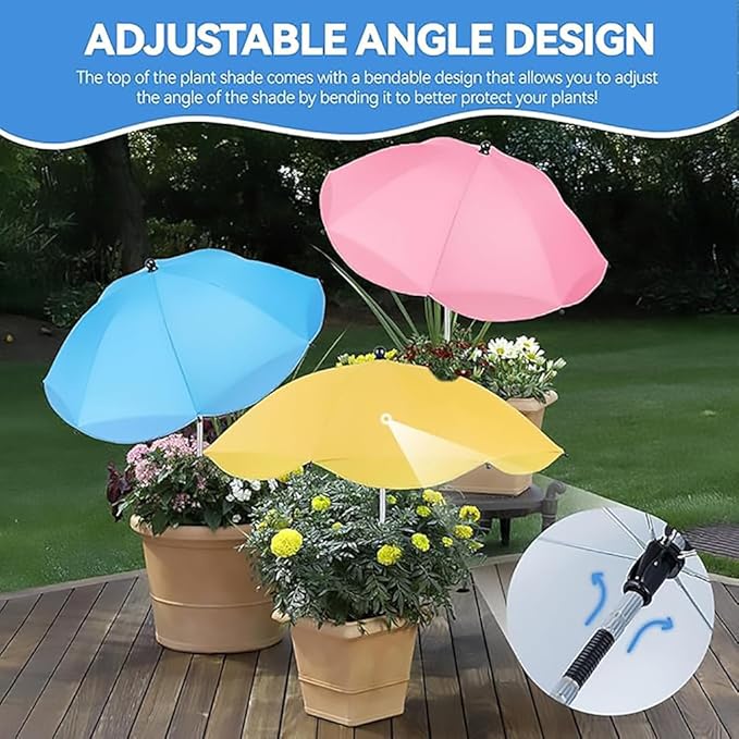 MIAOLLUN 24" Adjustable Angles Plant Umbrellas for Outdoor Plants Garden Umbrella Shade for Potted Plant, 40" Height Garden Plant Umbrella Shade Cover for Patio Flowers, Plants,4pcs