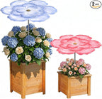 Mixweer 2 Pack Metal Plant Shade Umbrellas for Outdoor Plants, 12" Realistic Flower Design Garden Plant Umbrella Shade, Decorative for Potted Plants, Garden Beds, Flower Beds Decoration