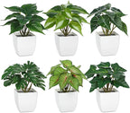 Briful 6PCS Fake Plants Potted Artificial Plants, Mini Faux Plants in White Pots Greenery Décor for Home Office Table Shelf Bathroom Farmhouse Indoor Decoration