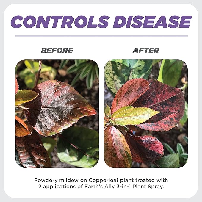 Earth's Ally 3-in-1 Insecticide, Miticide, Fungicide for Plants - Copper Fungicide Spray Alternative - Insect Repellent & Pest Control for Indoor Outdoor Organic Gardening - 32 Oz RTU