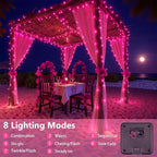Extra-Long 144FT Solar String Lights for Outside, 2 Pack 400LED Solar Valentine's Day Lights Outdoor Waterproof, Copper Wire 8 Modes Fairy Twinkle Solar Lights for Tree Garden Party Xmas (Pink)