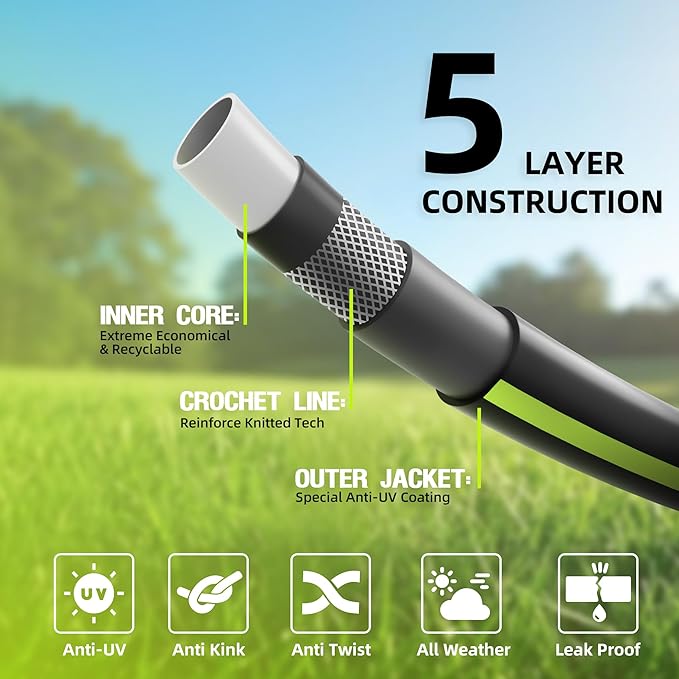 Worth Leader Short Garden Hose 3/4 in. x 4 ft. - Heavy Duty Lightweight PVC Water Hose - Flexible, No Kink, Leakproof, Male to Female Fittings - 200PSI Work & 500PSI Burst, for Lawn & Commercial Use