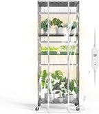Bstrip Indoor Greenhouse with Grow Light, 23.5"x13.8"x59" Portable Metal Greenhouse Shelves with T8 2FT Full Spectrum Grow Light & Timer, Adjustable Plant Stand for Indoor Plant, Spring Seed Starting