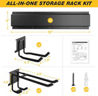 UUP 32 Inches Garage Storage, Garage Organization, Wall Mount Garden Tool Organizer, Max 300lbs Adjustable Metal Hooks, Yard Shed Hanging Rack, Heavy Duty Shelving for Rake Broom Mop Snowboard
