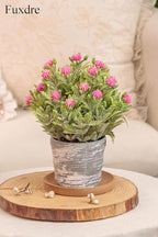 2 Pack Small Desk Plants, Artificial Bathroom Plants Decor with Flower in Vintage Melamine Pots, Faux Plants Indoor for Shelf Decor in Home Office, and Spring Decor (Fuchsia)