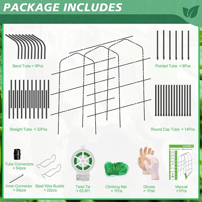 Tall Garden Arch Trellis for Climbing Plants Outdoor, 7.2 ft Walkway Trellis, Heavy Metal Archway Arbor Tunnel Large Trellis for Vegetables Fruits Flower Plant Cucumber Trellis for Garden Raised Bed
