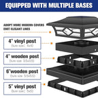 VOLISUN Solar Post Cap Lights: 8 - Pack Outdoor Deck Post Cap Lights Black for Dock Fence Waterproof 2 Color Modes,4x4/6x6 Wooden/Vinyl Posts