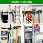 PIYILO Garage Organization, Garage Wall Organizer with 48 inches Rails and 6 Hooks, Tool Organizers Heavy Duty, Shovel Holder Wall Mount Max Load 360 LBS, Sturdy Garden Tool Rack for Folding Chairs