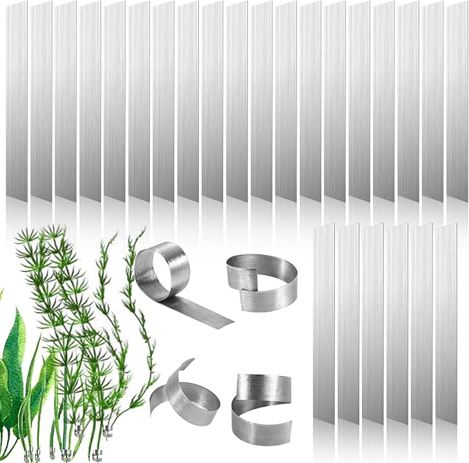 TOYMIS 25pcs Aquarium Plant Weights Anchors, Bendable U-Shape Metal Plant Anchors for Live/Plastic Plants, 140x14x0.25mm, Silver, Modern/Functional, Aquatic Plants, Plant Weights