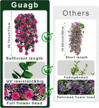 Artificial Geranium Hanging Flowers for Outdoor Decoration, 2 Bundles UV Resistant Silk Geranium Fake Plants Faux Flowers for Front Porch Garden Patio Window Box Decor (Purple, Purple red)