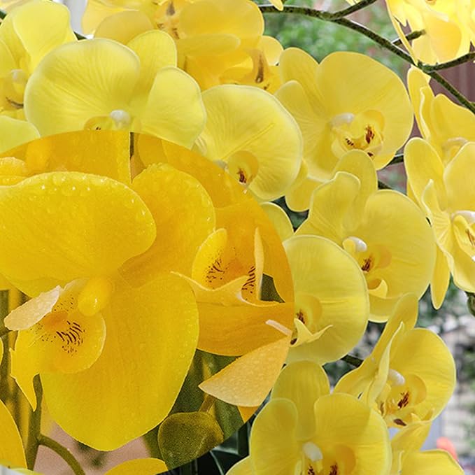 FagusHome 32 Inch Artificial Phalaenopsis Flowers 6 Pcs Artificial Orchid Flowers Stem Plants for Home Décor (Yellow)