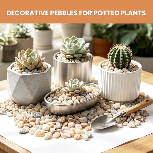 3/8 Inch Decorative Pebbles, Natural River Rocks for Indoor Plants, Succulents, Planters, Vases, Fish Tank Décor & Landscaping, Blush Pink, 12LB