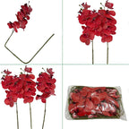 FagusHome 32 Inch Artificial Phalaenopsis Flowers 6 Pcs Artificial Orchid Flowers Stem Plants for Home Décor (Red Piebald)