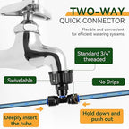 Meonum 65FT Greenhouse Watering System, Quick Connector Hanging Plant Watering System Automatic Mist Irrigation Kit with 1/4'' Blank Tubing, Two way Faucet Connector, Adjustable Misting Nozzle(1 Pack)