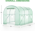 12x7x7 Walk-in Greenhouse with Watering System, Heavy Duty Green House for Outdoors, Portable Green Houses for Outside, Winter Hot House with Metal Frame & Roll-up Zipper Door Screen Windows