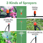 ASEVAT Drip Irrigation System Kit, 26FT+197FT Garden Watering System with Hose Distribution Tubing Drip Emitters Connectors,Automatic Drip Irrigation Kit for Plant,Greenhouse, Yard,Lawn,Patio