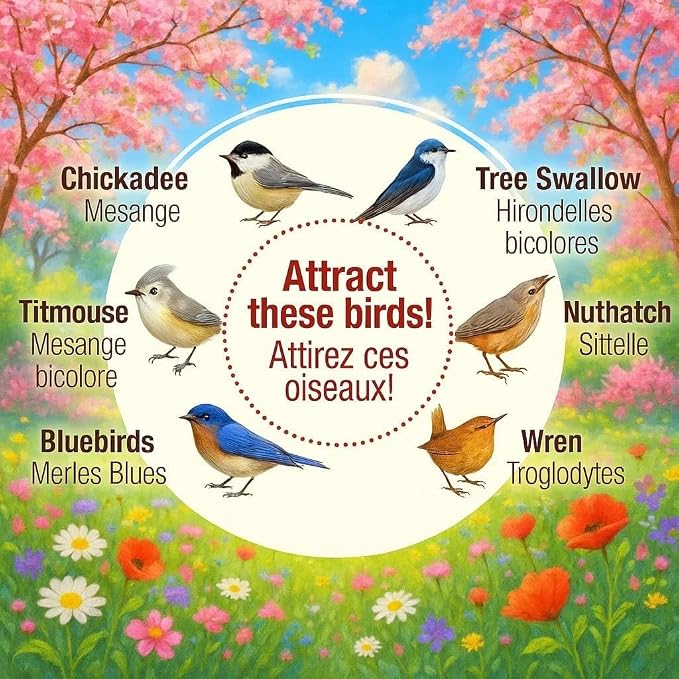 CEDAR ALPHA 2026 Spring Melody Bird House, Composite Material Nesting Box, Hanging Birdhouse for Blue Bird, Squirrel Proof Birdhouse for Outside, 10 Years Weatherable Pole Mountable Bird House (Red)