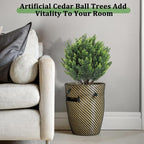 Shinoske 23.8" Artificial Cedar Topiary Ball Trees,Set of 2 Outdoor Faux Evergreen Shrubs with Ground Spike,UV Resistant Fake Cedar Plants for Front,Garden,Porch,Yard
