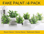 Der Rose 6 Pack Small Fake Plants Artificial Plants in Pots for Home Bthroom Bedroom Living Room Decor Indoor（Green）