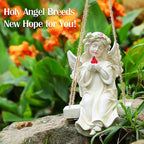 Angel Garden Statue,Fairy Solar Garden Decor with Warm Light,Waterproof Angel Statue with Swing & Holding Bird,Outdoor Garden Decor for Lawn Yard Patio Windowsill Garden Gifts, Apricot