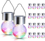 GIGALUMI Solar Lights Outdoor Waterproof, 16 Pack Solar Hanging Lights Garden Decor, Gifts for Women, Solar Outdoor Lantern Waterproof Cracked Glass for Yard, Fence, Tree(Color Changing)