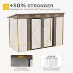DWVO 9 x 4' Outdoor Storage Shed, Large Metal Tool Sheds, Heavy Duty Storage House with Lockable Doors & Air Vent for Backyard Patio Lawn to Store Bikes, Tools, Lawnmowers, Brown