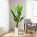 Garvee 7.7FT Artificial Bird of Paradise Plant, Faux Banana Tree in White Tall Planter, Decorative Evergreen Tropical Floor Plant for Living Room, Entryway, Porch, Office