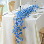 mizii 2 Strands Artificial Vines Blue Ivy Garland 74" Fake Vine with Silk Leaves Faux Hanging Plants Greenery Decoration for Outdoors Wedding Party Indoor Bedroom Home Wall Room Decor (Blue)
