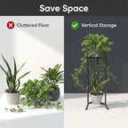 2 Tier Plant Stand Indoor Outdoor, Heavy Duty Metal Shelf Flower Storage Plant Holder for Patio Living Room Balcony Garden, No Wobble Design (No Pots)