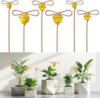 Hushee 6 Pcs Bee Garden Stakes Decor Copper Decorative Plant Stakes Bee on Stick Yard Suncatcher Decorations with Glass Acrylic Balls for Pot Lawn Patio Corridor Flower Bed Outdoor Plant