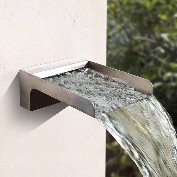 PONDO 304 Stainless Steel Made Exquisite Handcrafted Waterfall Spout for Landscape, Water Fountain Spout Scupper Luxury Decoration for Pools, Ponds, Water Walls (Brushed Finishing)