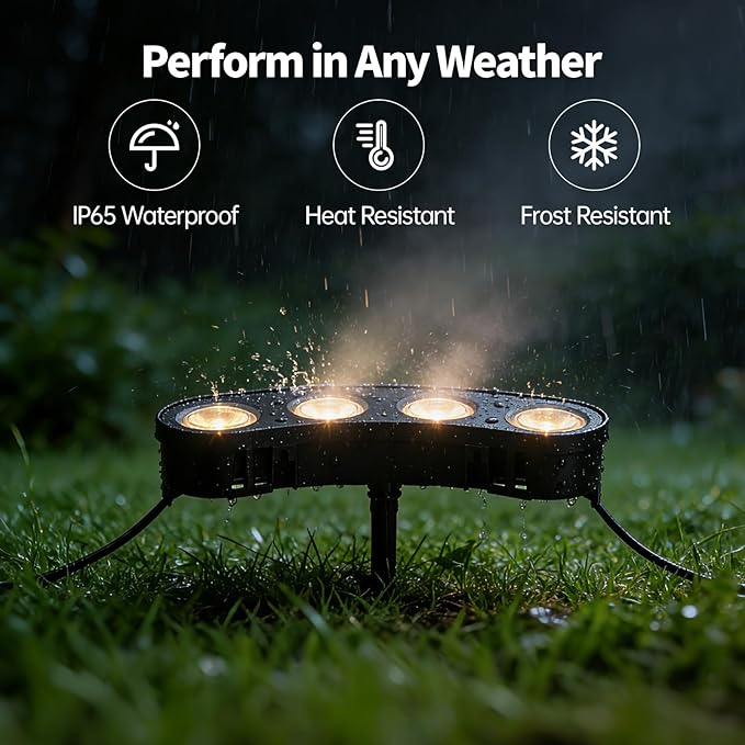 Sublume Solar Tree Lights Outdoor, Palm Tree Lights, Large Solar Panel with 4000mAh Battery, Ring Warm White LED Uplights for Tree, 3-in-1 (Stake/Tie/Hang), IP65 Waterproof, Tree Spotlights for Garden