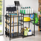Garden Tool Organizer, 33.8×11.8×32inch Heavy-Duty Steel Garden Tool Rack Storage, Yard Tool Tower Rack for Garage Organizers and Storage, Holds Long-Handled Tools/Rakes/Brooms, Outdoor