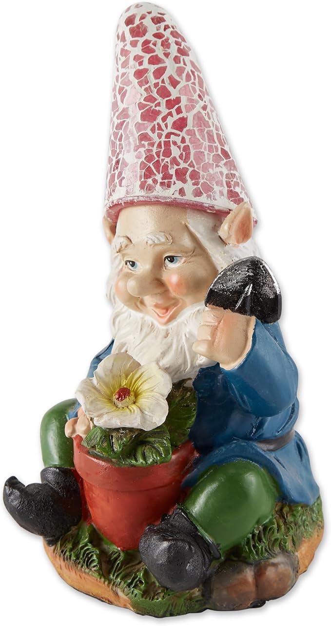 Gardening Gnome Solar Statue 3.75x3.5x7.25