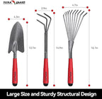 FLORA GUARD 6-Piece Garden Tool Set, Heavy Duty Gardening Hand Tools,Includes Trowel, Rake, 2-in-1 Hoe & Crack Weeder, Durable Yard Gardening Tools, Ideal Gardening Gift for Men & Women