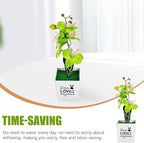 Artificial Moth Orchid Potted Plant Green Plastic Desktop Faux Flower Simulation Home Décor Tabletop Artificial Potted Flower for Living Room Office