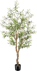 Artificial Olive Tree 6ft -Tall Fake Potted Olive Silk Tree with Planter Natural Olive Branches and Realistic Leaves - Faux Olive Tree for Home House Office Decor Indoor
