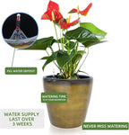Dexceder 15x14 Self Watering Planter with Wheels (Yellow Brown Gradient) | Inner Pot Design, Thickened Large Floor Standing Flower Plant Pot with Water Level Indicator Indoor Outdoor