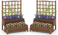 Giantex 2 Pcs Raised Garden Bed with Legs and Trellis, 2-Tier Standing Planter Box with Drain Holes, Outdoor Elevated Garden Trellis for Vine Climbing, Flower Vegetable Fruit Herb Growing