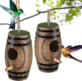 2 Pack Hummingbird Houses for Outside, DY-SKTY Wooden Hummingbird House for Nesting, Hanging Bird Houses for Outdoors with Pole, Unique Garden Gifts Home Decoration