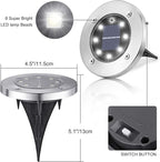 LYHOPE Solar Ground Lights Outdoor, 12 Pack 8 LED Solar Disk Lights Waterproof Garden In-ground Pathway Light Landscape Lighting for Lawn,Yard,Deck,Patio,Walkway (White)