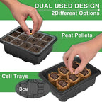 YAUNGEL Seed Starter Tray with Grow Light, 6 Pack Seed Starter Kit with Timing Controller Adjustable Brightness, Thicken Seedling Starter Trays with Humidity Domes Heightened Lids, Black