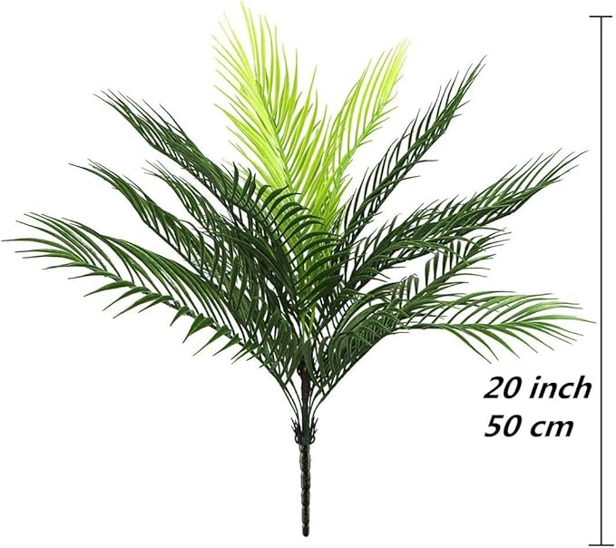 PASYOU Artificial Palm Tree 1Pack, Fake Plants Plastic Greenery Tropical Shrubs Faux Leaves for Home Indoor Outdoor Decor Garden DIY Basket Planter Filler Wedding Party Decoration Ornaments