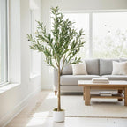 Garvee 4.4 ft Tall Artificial Olive Tree, Potted Fake Olive Plant with Lifelike Leaves & 22 Fruits, Decorative Evergreen Faux Plant Trees for Home Indoor Outdoor Living Room Office