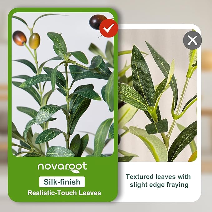 Olive Trees Artificial Indoor, 7FT Tall Faux Olive Tree with Light Kit Moss and Planter, Faux Plants Indoor with Natural Wood Trunk and Lifelike Fruits, Fake Tree for Home Office Living Room Decor