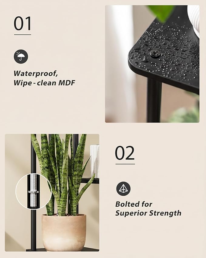 GENTINGBRO Corner Plant Stand Indoor 6 Tiered Plant Shelf for Multiple Plants Tall Plant Stand Shelf Wood Plant Stands Metal Shelving for Living Room Bedroom Balcony Black