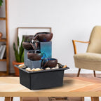Tabletop Fountain 4 Level Small Waterfall Fountain Indoor Relaxing Water Feature Meditation Fountain for Home Office Bedroom Decoration Including LED Lighting Natural Rocks as Festival Gifts